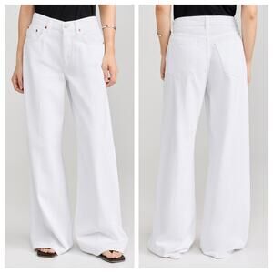 re/done - NWT mid rise palazzo jeans extra wide leg denim puddle hem white
